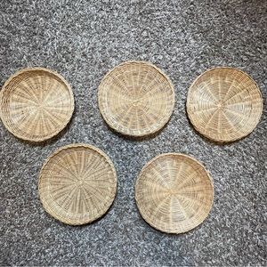 Boho Wicker Plate Holders Wall Decor